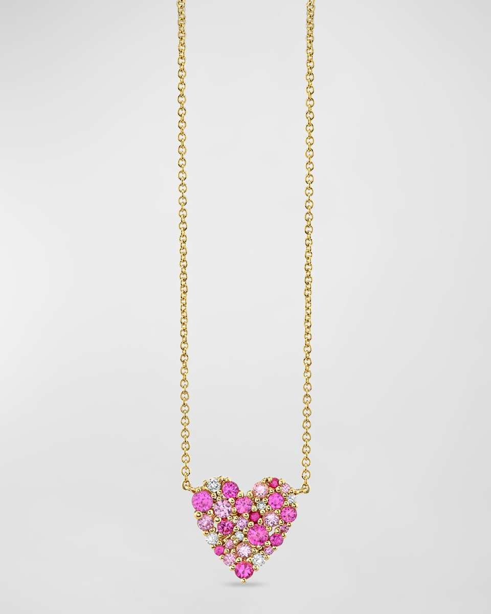 Small Cocktail Heart Necklace on Light Tiffany Chain, 18"L