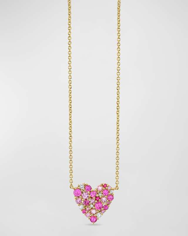 Small Cocktail Heart Necklace on Light Tiffany Chain, 18"L