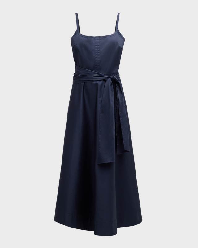 Belted Cotton Midi Dress