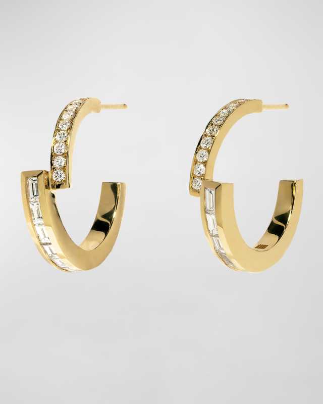 18k Yellow Gold Diamond Hoop Earrings