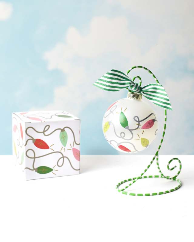 Gleaming Lights Personalized Glass Ornament with Stand