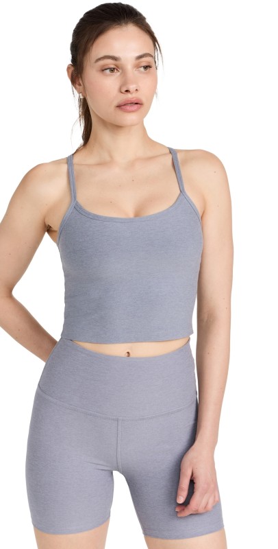 Beyond Yoga Spacedye Slim Racerback Cropped Tank Cloud Gray Heather