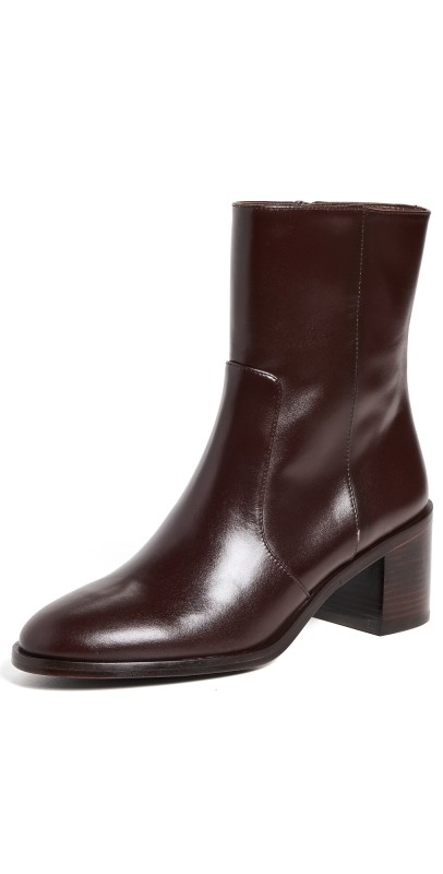 Stuart Weitzman Esme Zip Booties Dark Brown