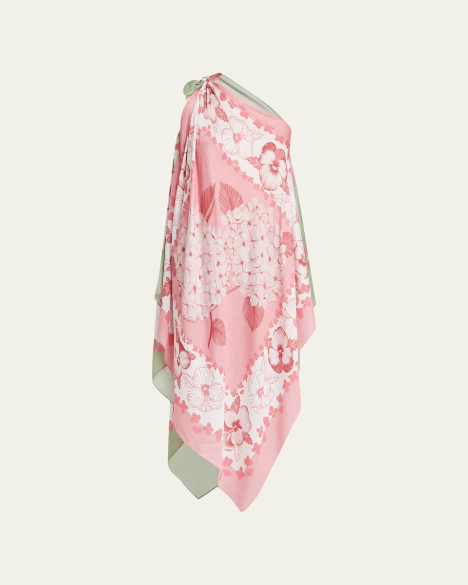 Hydrangea-Print Multiway Scarf Blouse Dress