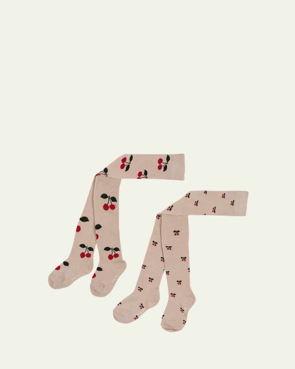 Girl's 2-Pack Jacquard Tights, Size XS-XL