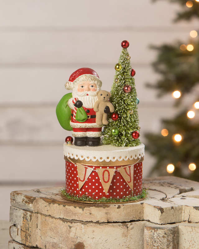 Joy Santa on Box Christmas Decoration