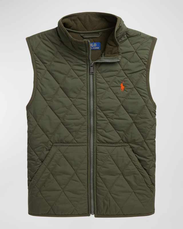 Boy's Quilted Water Repellent Vest, Size S-XL