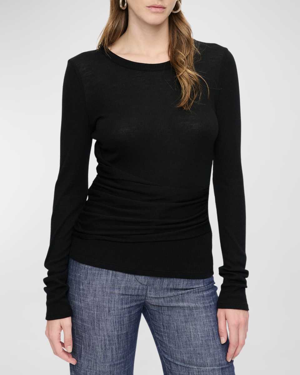 Bisette Draped Scoop-Neck Top