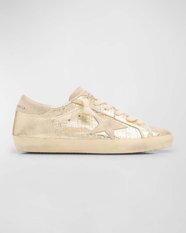 Super Star Croc-Printed Metallic Leather Sneakers