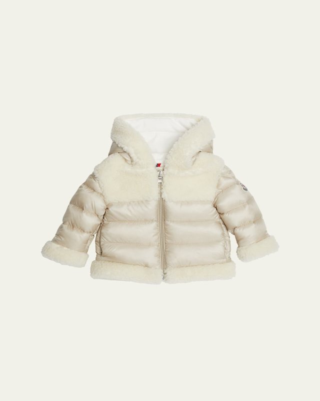 Girl's Dofi Teddy Trim Puffer Jacket, Size 3M-3