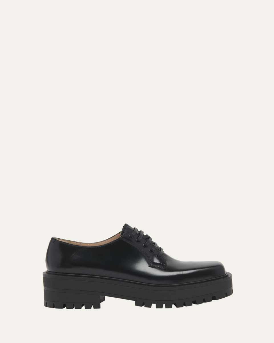 Leather Lug-Sole Oxford Loafers