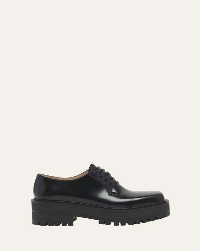Leather Lug-Sole Oxford Loafers