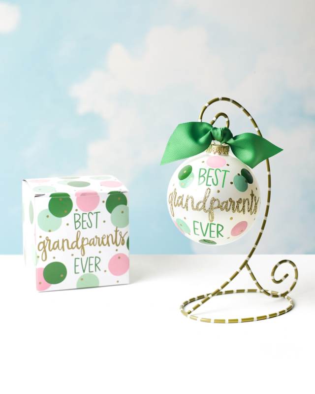 Best Grandparents Personalized Glass Ornament with Stand