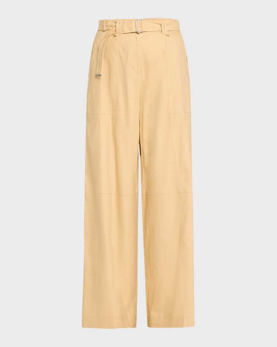Amaya Belted Linen-Blend Straight-Leg Pants