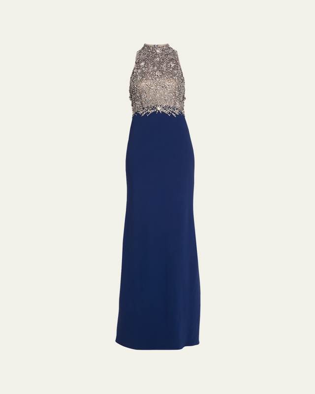 Orion Crystal Halter Column Gown