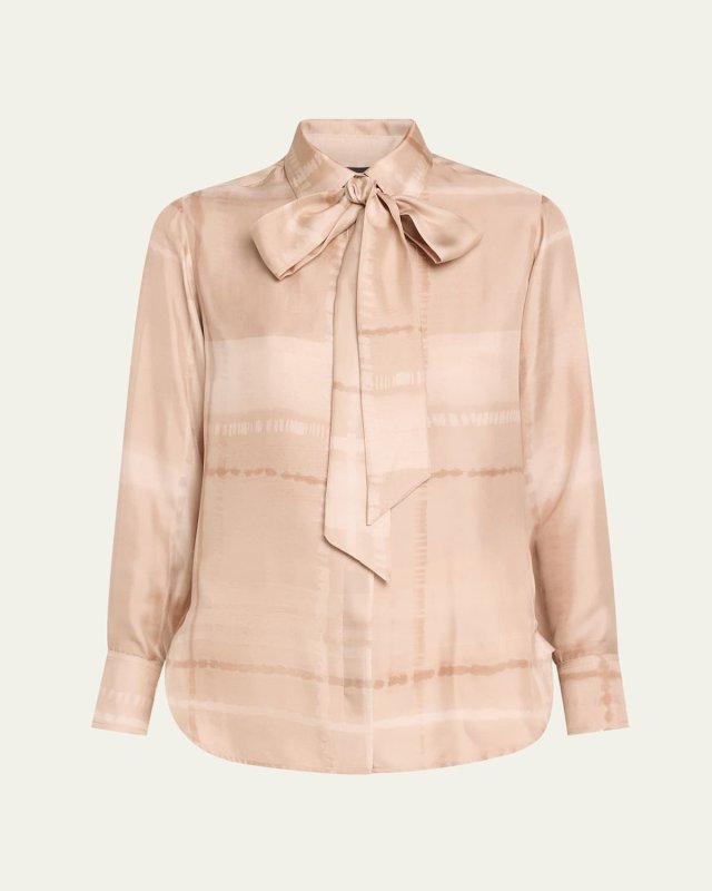 Printed Neck Tie Silk Blouse