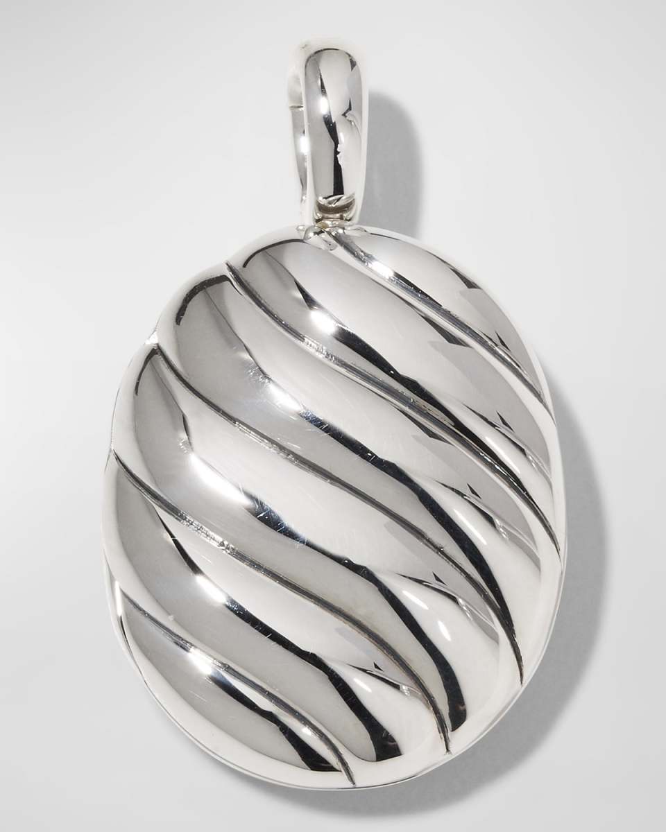 Sculpted Cable Locket Enhancer in Sterling Silver