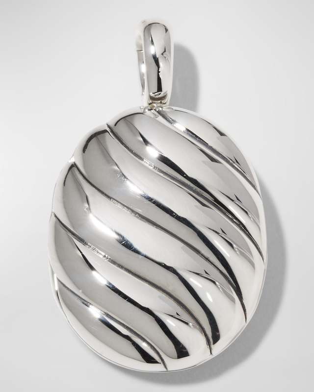 Sculpted Cable Locket Enhancer in Sterling Silver