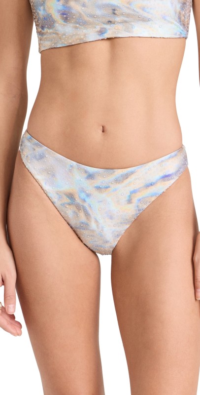 SIMKHAI Cooper Bikini Bottoms Water Print Mother Of Pearl