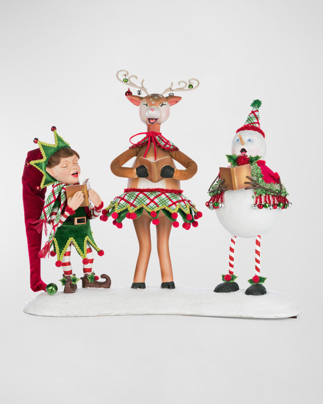 Alfie, Deerdra, and Snowy Christmas Carolers