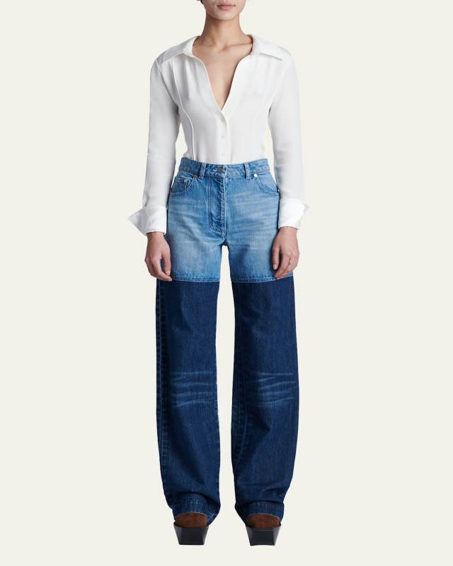 Combo Denim Straight-Leg Jeans