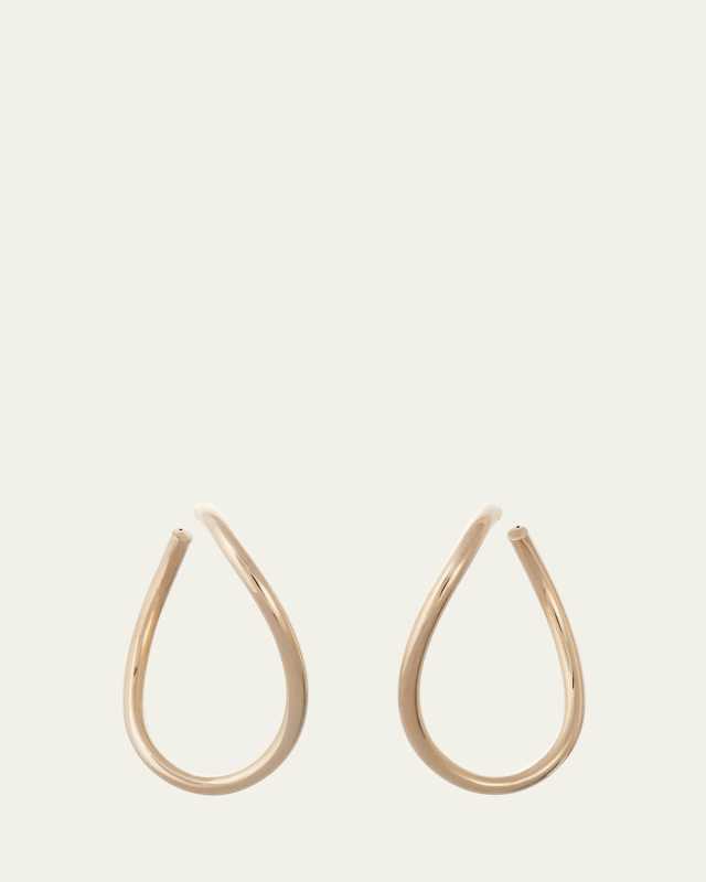 18K Yellow Gold Curved Oval Hoop Earrings
