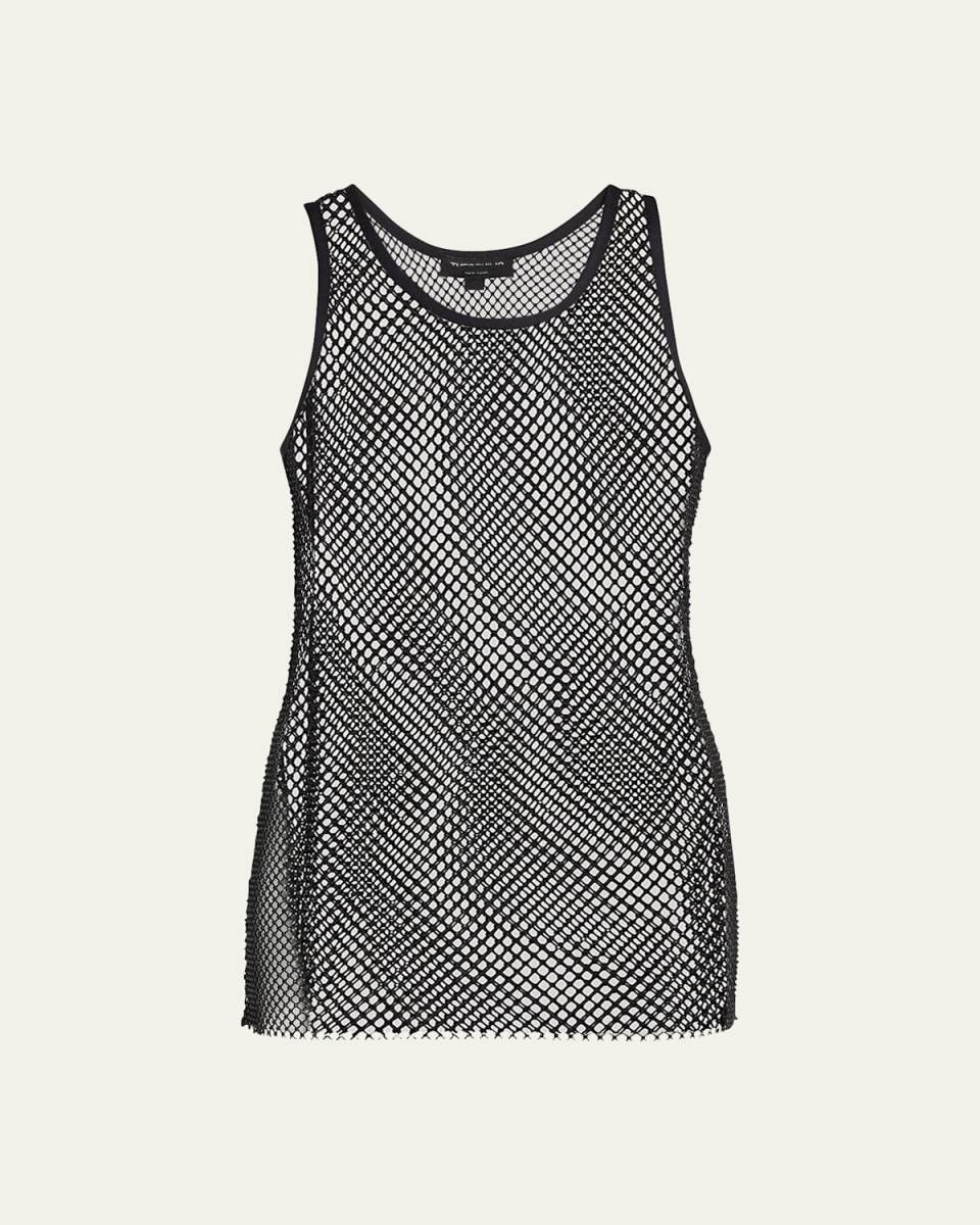 Racerback Rhinestone Fishnet Tank