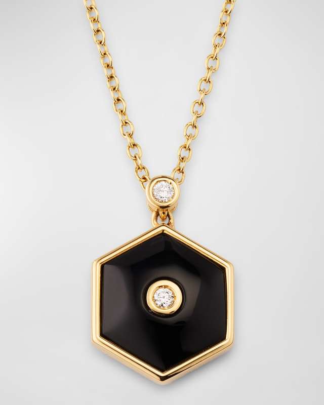 Baia Sommersa 18K Yellow Gold Pendant Necklace with Diamonds and Onyx