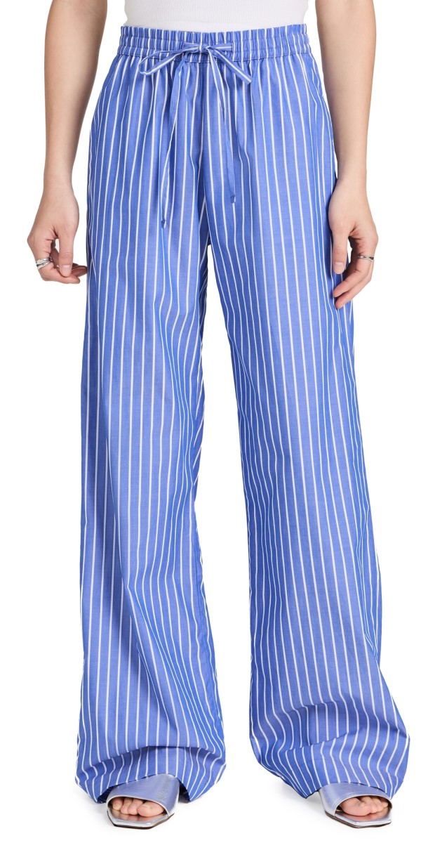 Enza Costa Poplin Resort Pants Blue/White