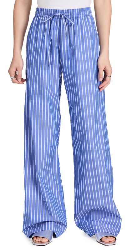 Enza Costa Poplin Resort Pants Blue/White