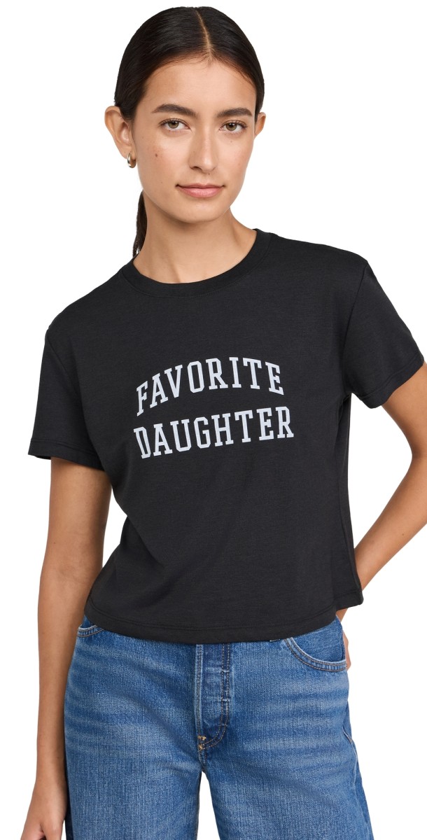Favorite Daughter Favorite Daughter Cropped Collegiate Tee Black/White