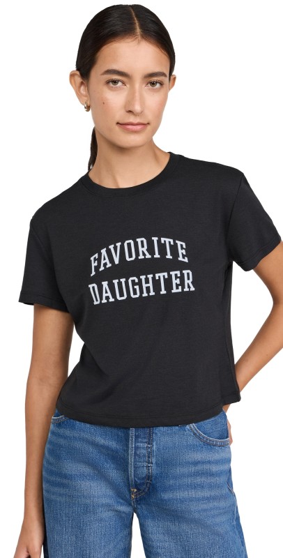 Favorite Daughter Favorite Daughter Cropped Collegiate Tee Black/White