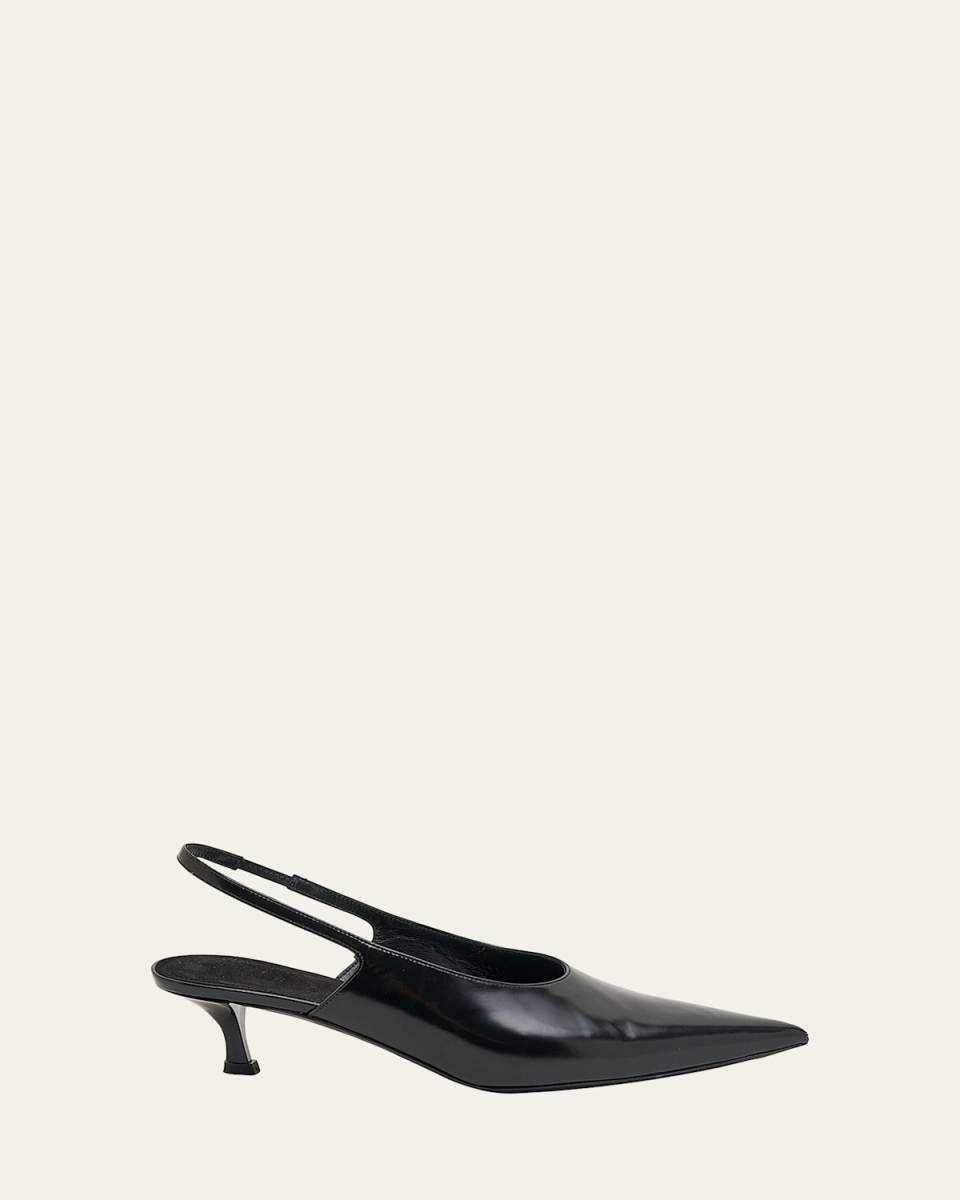 Show Kitten-Heel Slingback Leather Pumps