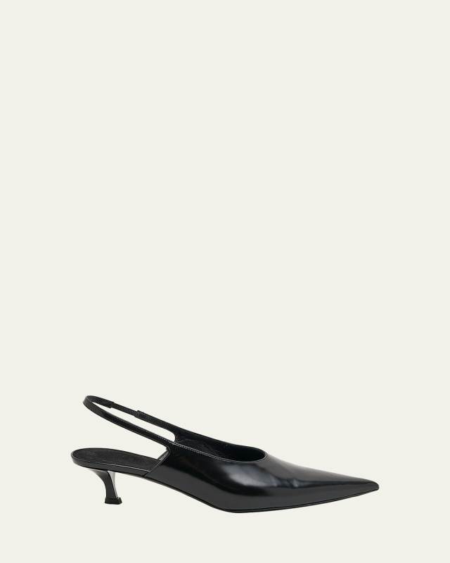 Show Kitten-Heel Slingback Leather Pumps