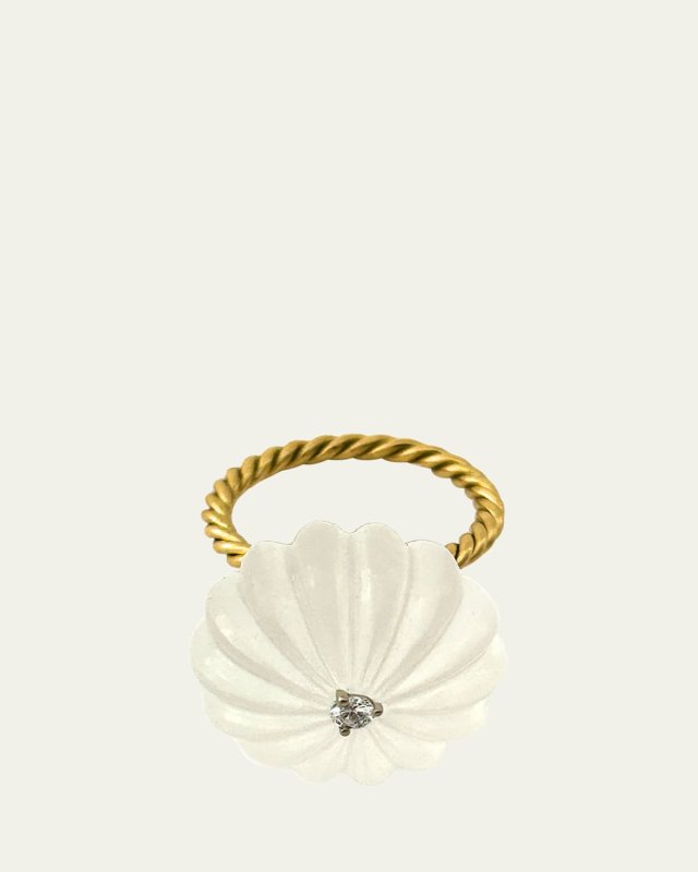 Moon Quartz Diamond Ring, Size