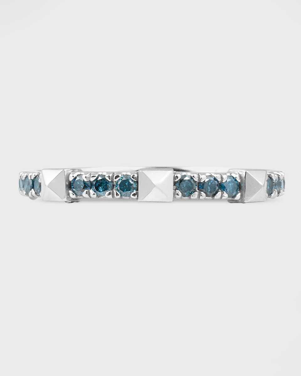 14k Blue Diamond and Pyramid Stackable Ring