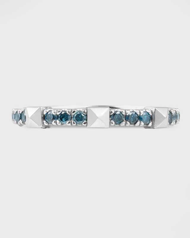 14k Blue Diamond and Pyramid Stackable Ring
