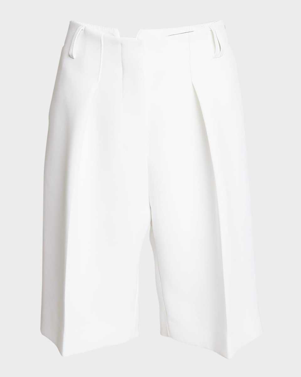 Ovalo High-Rise Pleated Straight-Leg Bermuda Shorts
