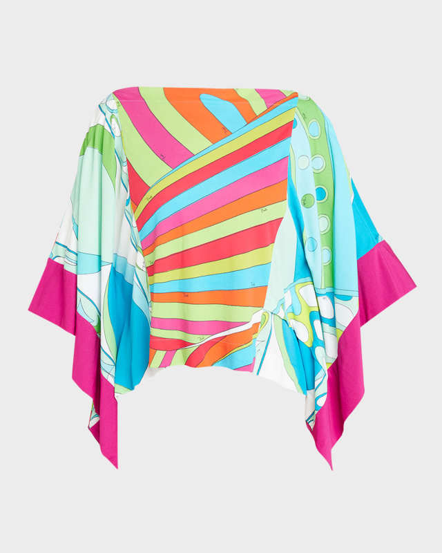 Abstract-Print Foulard Blouse