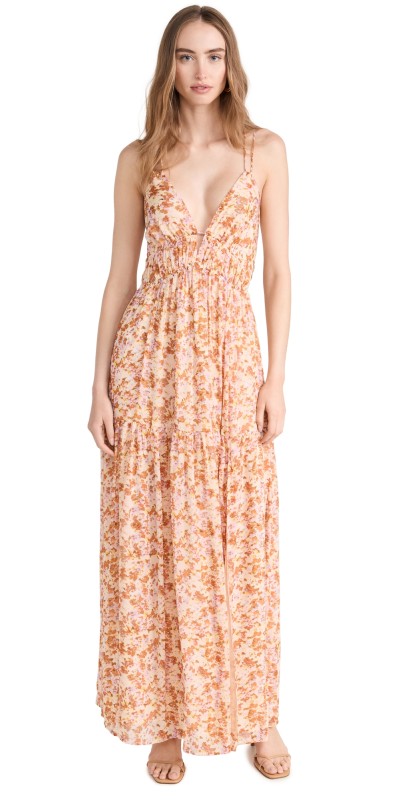 ASTR the Label Ryliana Dress Rust Lilac Floral