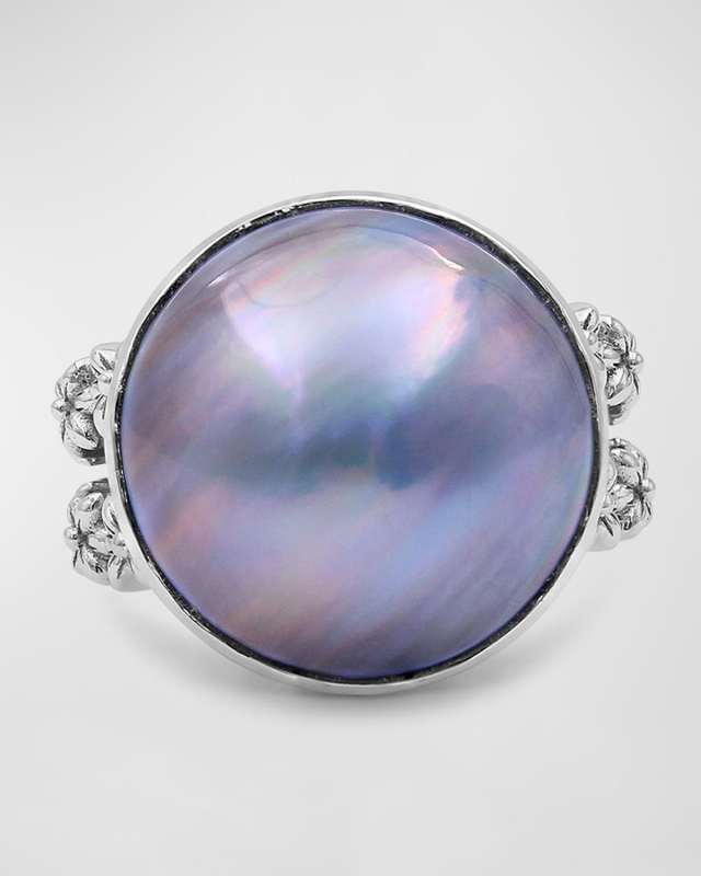 Silver Mabe Pearl Ring in Sterling Silver, Size 7