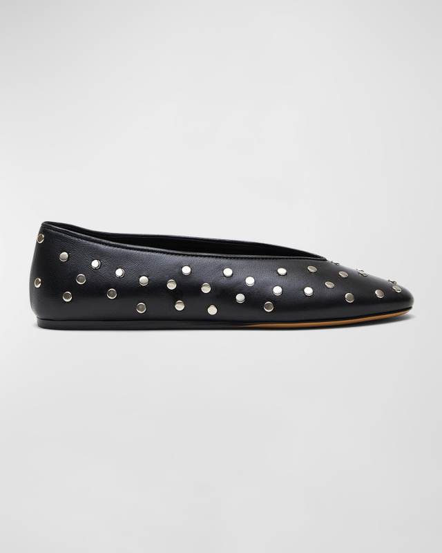 Regency Studded Leather Ballerina Flats