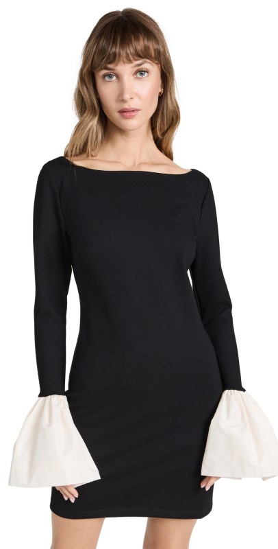 STAUD Hawthorne Dress Black/Ivory