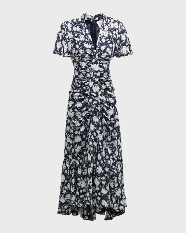 Peeta Graphic Floral-Print Midi Dress