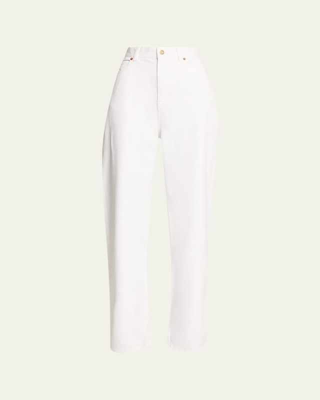 Wide Leg Denim Pants with V Hardware