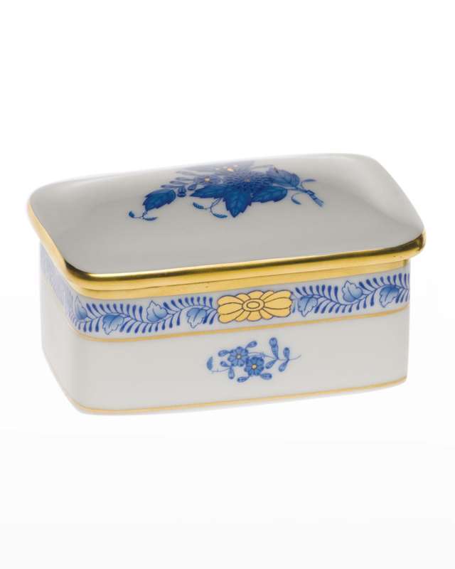 Chinese Bouquet Rectangular Box - Blue