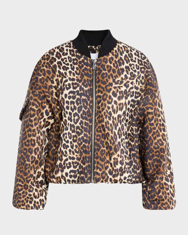 Oversized Leopard Bomber Jacket