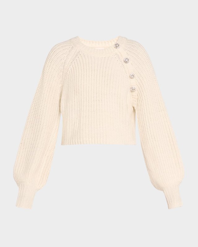 Keren Crystal-Embellished Bishop-Sleeve Raglan Sweat