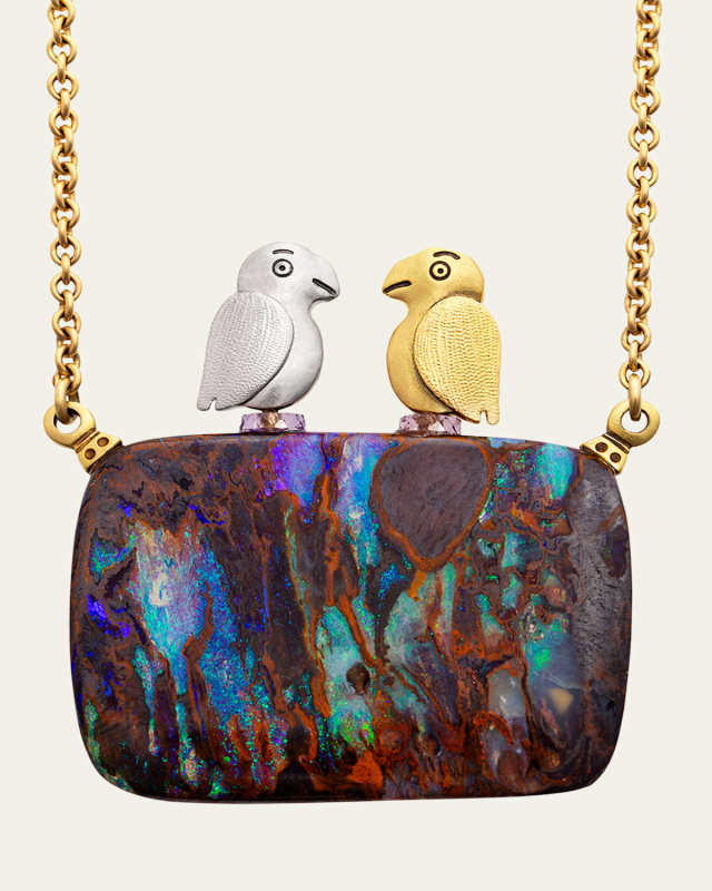 One-Of-A-Kind Fable Animals and Strange Characters Boulder Opal Pendant
