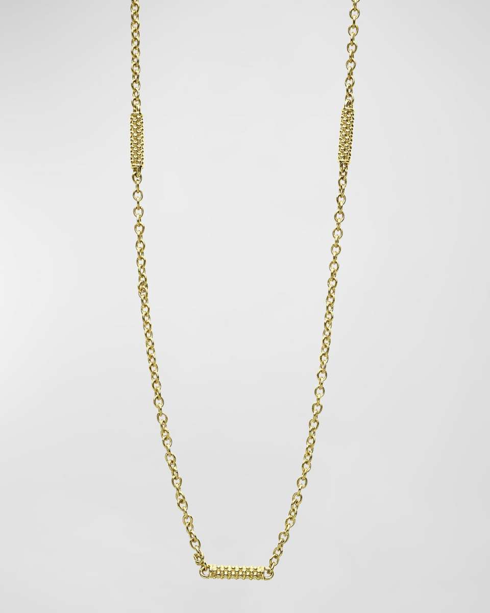 18K Gold Superfine Caviar Beaded 5-Station Chain Necklace